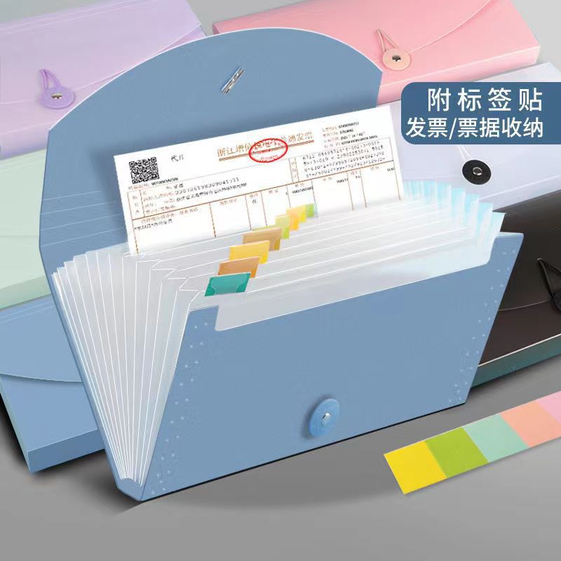 13 grid bill organ bag Morandi color multi-layer organ clip invoice special storage bill clip file bag wholesale