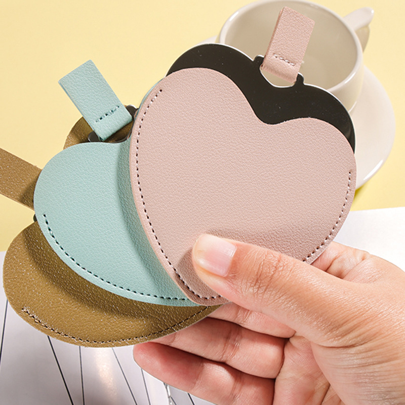 logo love portable female stainless steel makeup mirror carry-on mirror gift small mirror personality design mirror