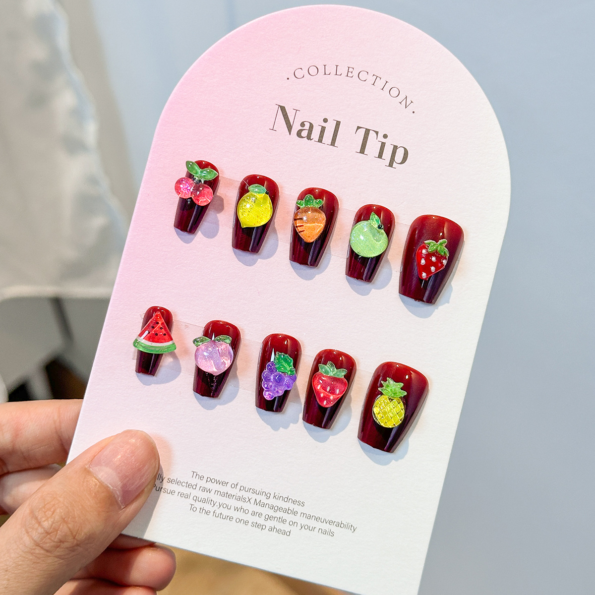 Nail art jewelry new mixed animation crystal cartoon cherry peach apple watermelon three-dimensional resin nail drill