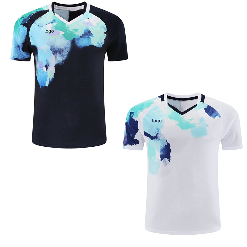2023 New skew ~ printed plus size spring and summer T-shirt new men's and women's badminton clothes top printing