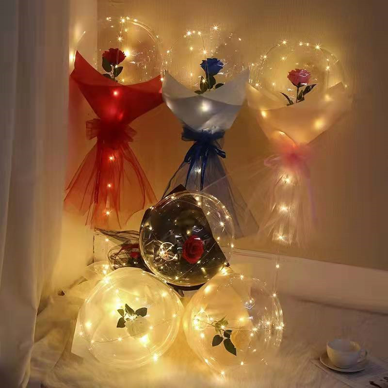 New Luminous Rose Bouquet Night Market Luminous Wave Ball Toy Tanabata Valentine's Day Confession Balloon Wholesale