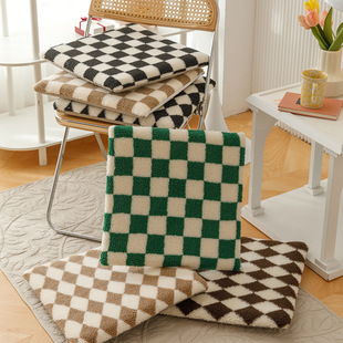 Checkerboard Cushion ins Memory Foam Non-slip Cushion Dormitory Office Student Sedentary Cashmere Chair Cushion Fat Cushion