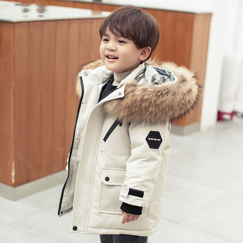 Children's down jacket Boys' mid-length 2023 new western style medium and big children thickened little boys' winter down jacket