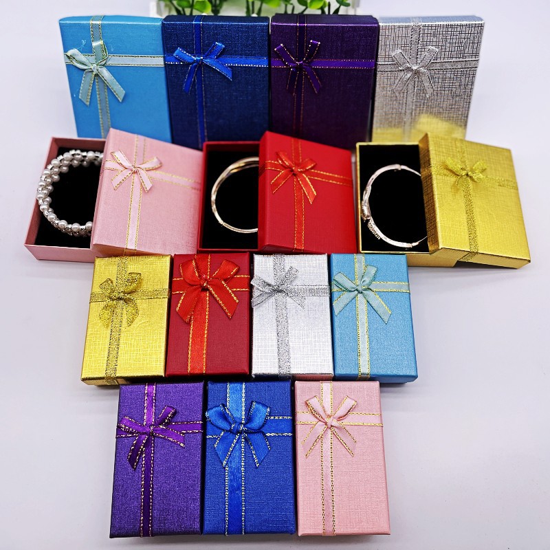 Factory direct 5*8 bow necklace earring box bracelet packaging box jewelry box gift box 7*9 jewelry box