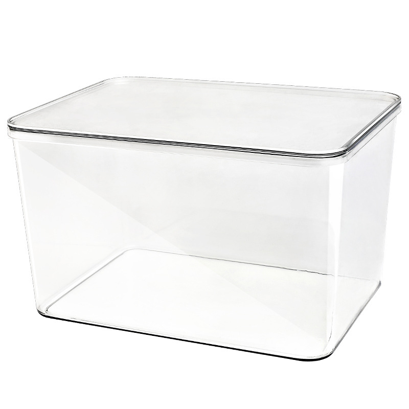 Transparent storage box with lid sealed desktop finishing box pet snack basket household kitchen sundries storage box wholesale