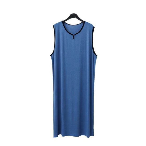 Modal Nightdress Men's Summer Thin Nightdress Dress Vest Large Size Desired Gown Loose Home Clothes