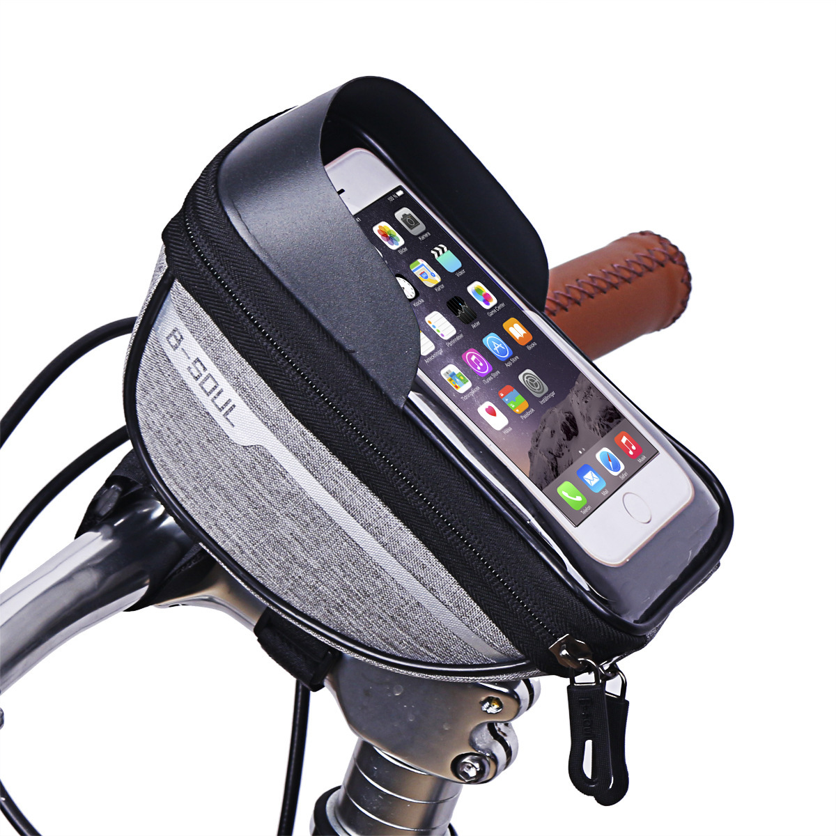 B- SOUL bicycle bag bicycle handlebar bag front beam brim bag riding water-repellent bag touch screen mobile phone bag_voghion.com
