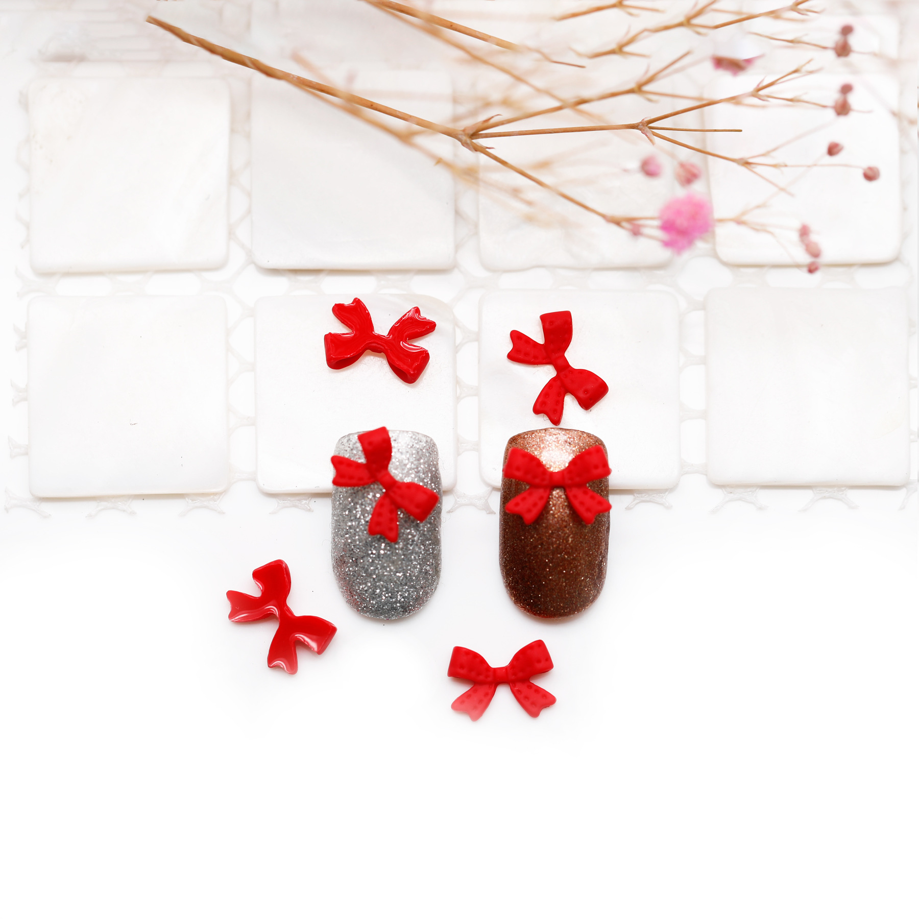 Bowknot nail art accessories nail art small red ins Japanese fairy resin 2021 new three-dimensional decoration