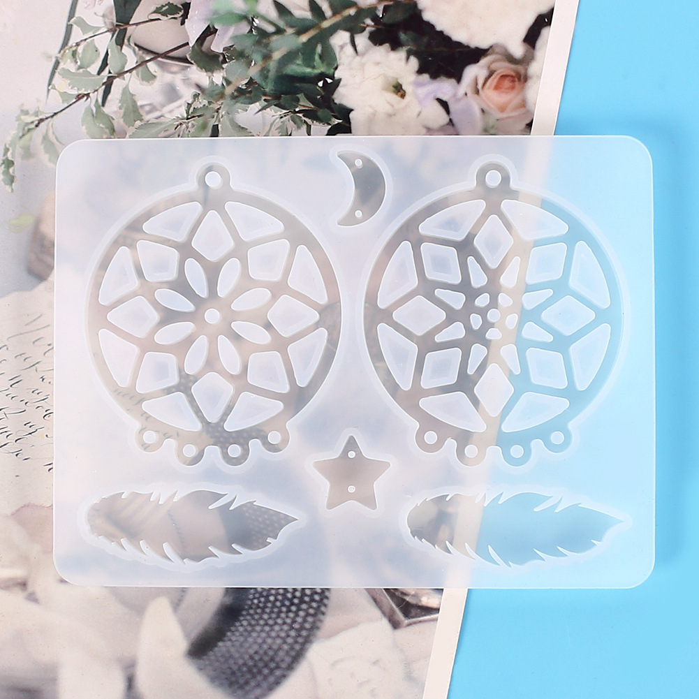 diy Crystal Glue Dropping Resin Mould Dream Catcher Wall Decoration Waist Tag Keychain Mirror Silicone Mould