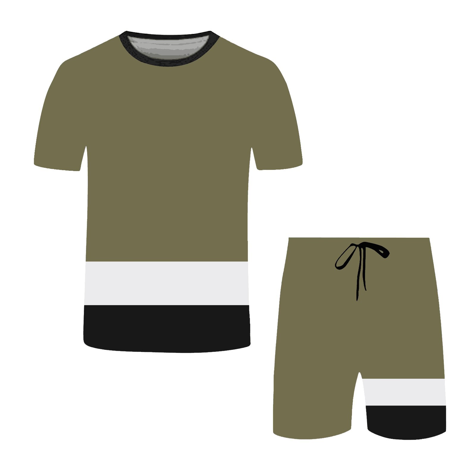 2023 Cross-border Men's suit Summer Round Neck Short-sleeved Shorts 3D Printing Slim-fit Men's Casual Sports suit Men