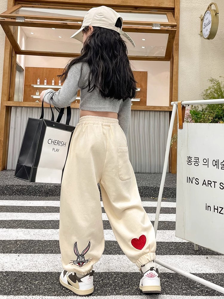 女童秋裝春秋款運動褲2023新款洋氣大童秋季炸街褲衣服潮兒童褲子