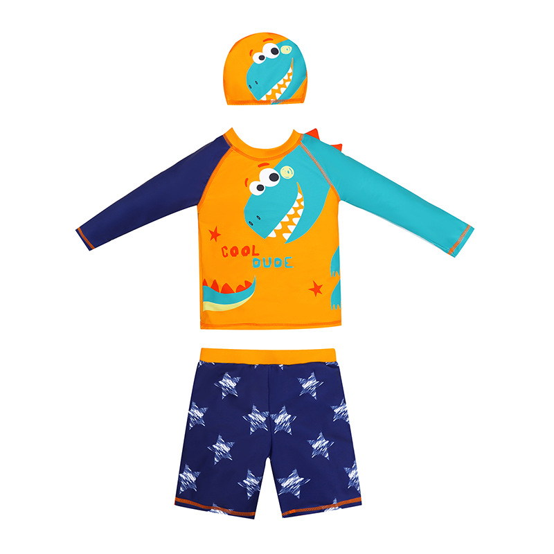 Bubble Baby Cartoon Long-sleeved Split New Children's Swimsuit Boy's Swimsuit Amazon 1-8 Years Old Children's Swimsuit