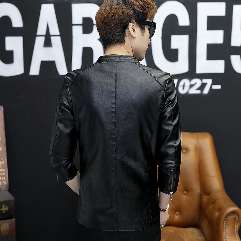 Motorcycle Leather Jacket Men's Autumn New Korean Style Slim-fit Fashionable Youth Men's Casual All-match Large Size Leather Jacket Coat