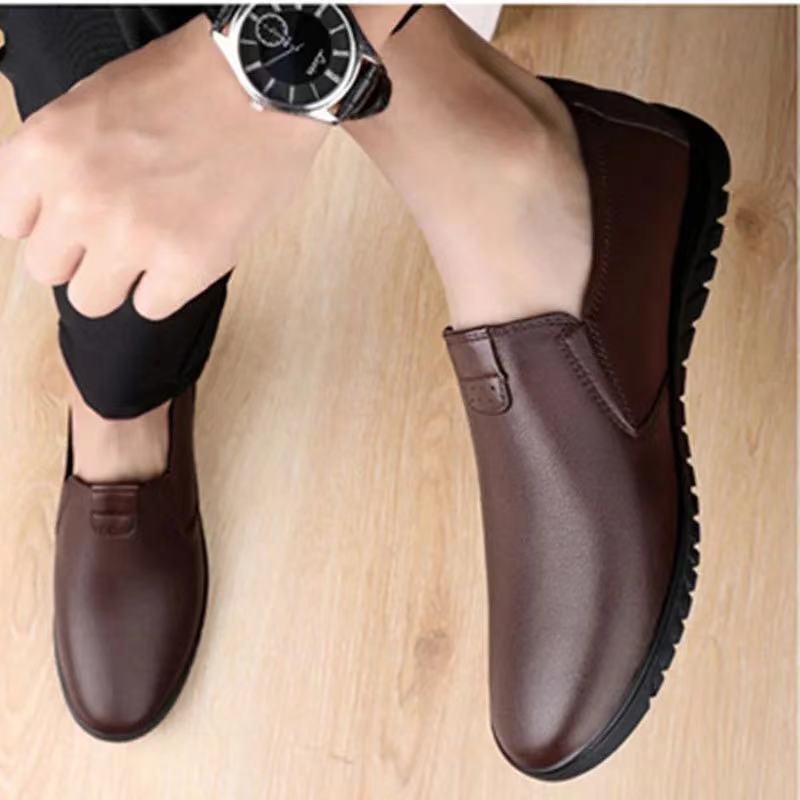 Men's Shoes Spring New Breathable Leather Shoes Men's Korean Fashionable Leather Shoes for Youth Men's Casual Shoes Business Leather Shoes Driving Shoes