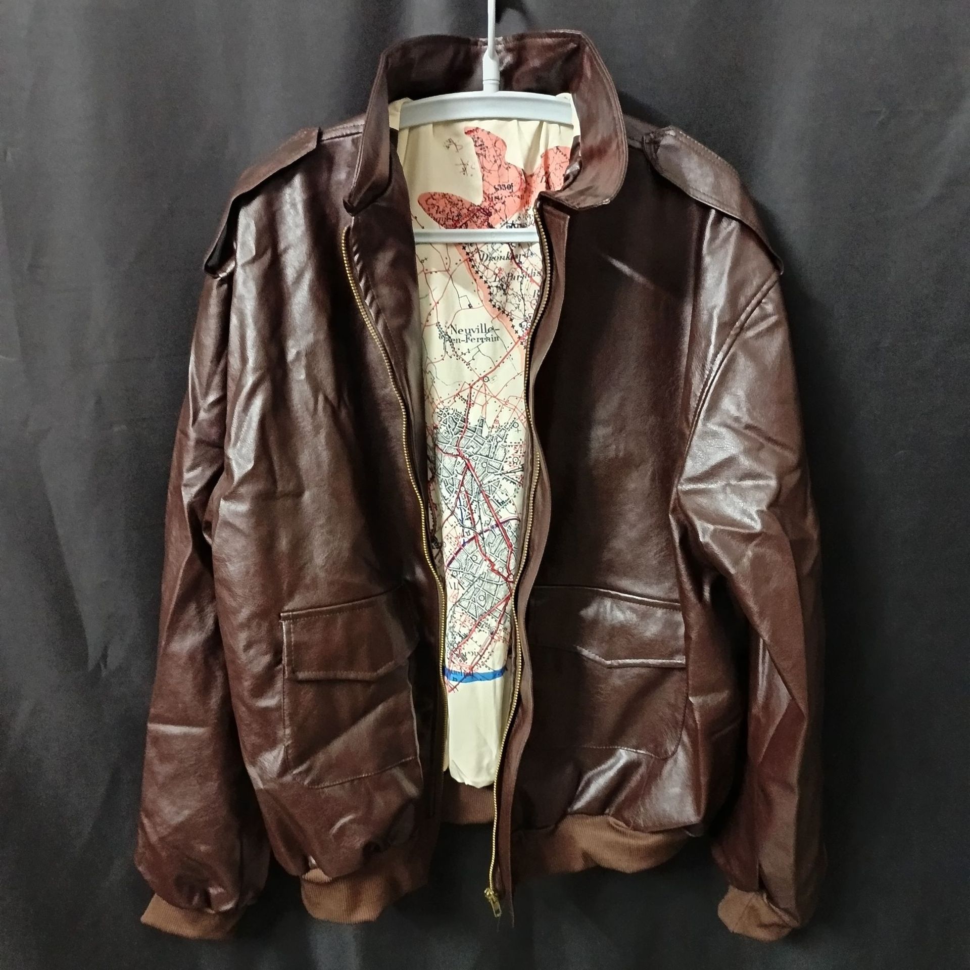 High-end leather coat American-style Retro Leather Jacket Wear-resistant PU Aviator Leather Jacket