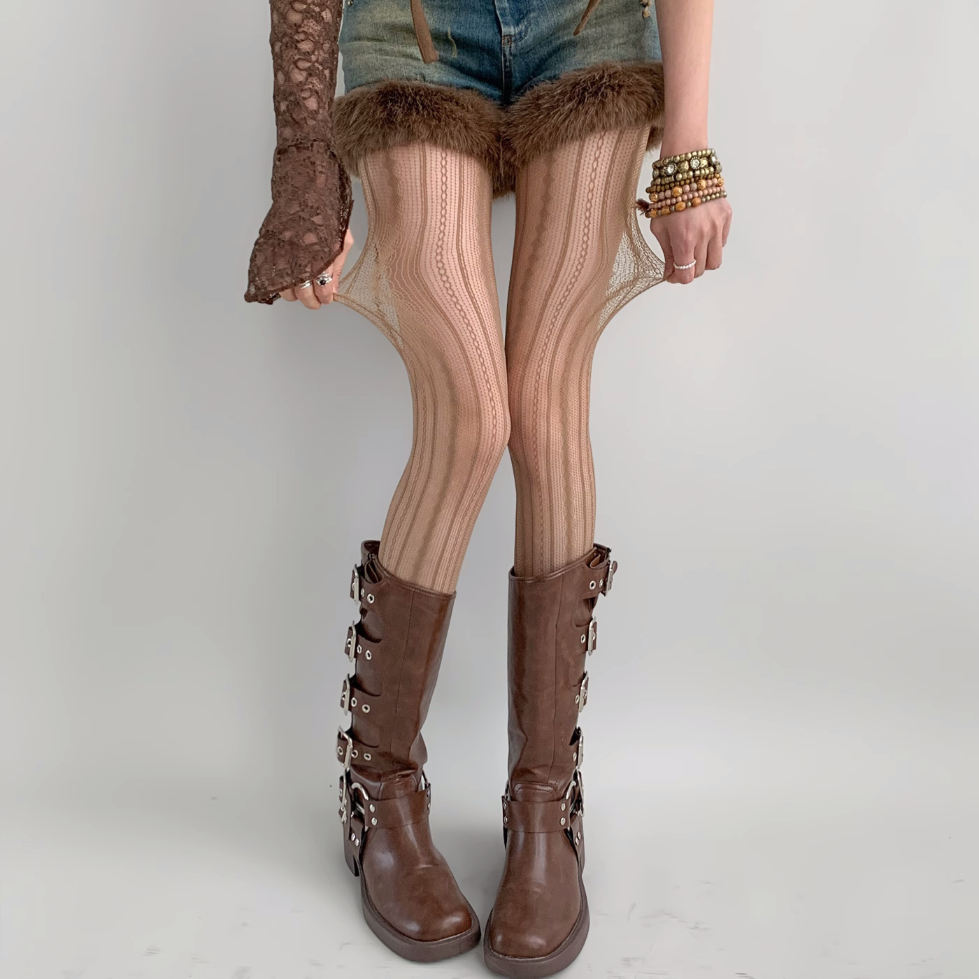 Forår og sommer tynd sort silke ballet vind Diamond Grace strømper lodret mønster hul ren lyst hot pige slankende strømpebukser kvinders mesh soc_voghion.com