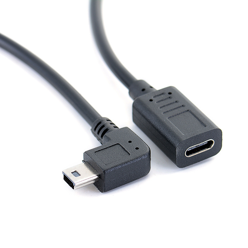 mini5p male elbow to Type-c female mobile phone tablet camera T-Port data charging conversion extension cable