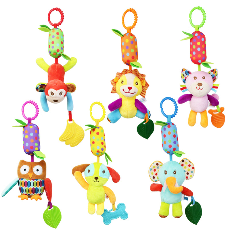 Factory direct supply SKKBABY stroller hanging toy 0-1 year old Bell tooth glue animal wind chime bed hanging