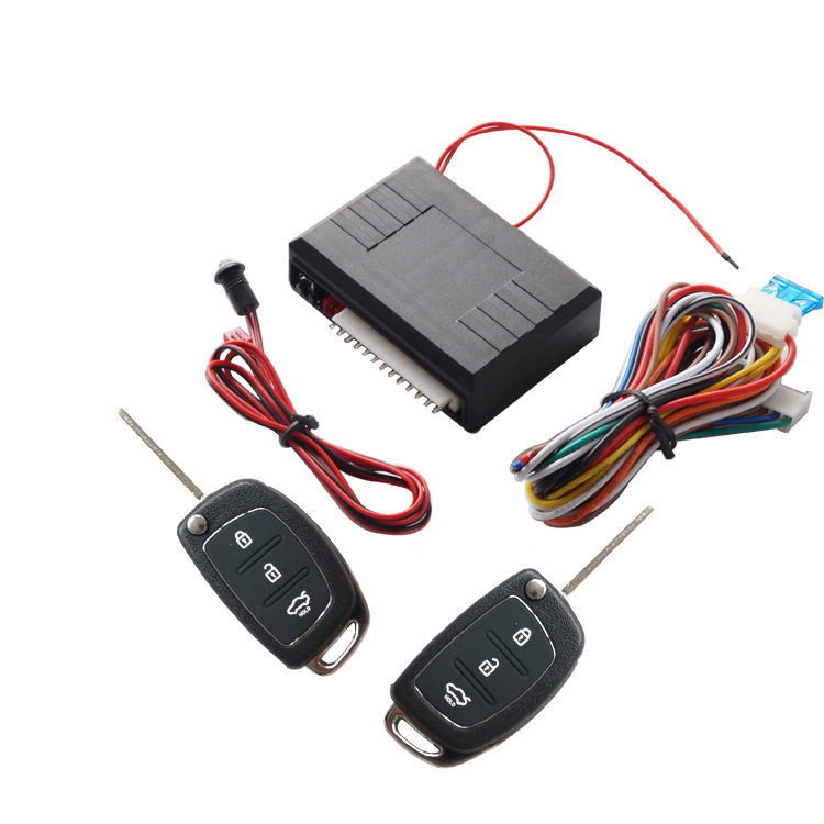 Cross-border English packaging 12V car remote control central lock keyless entry system with snap key to open the tail box