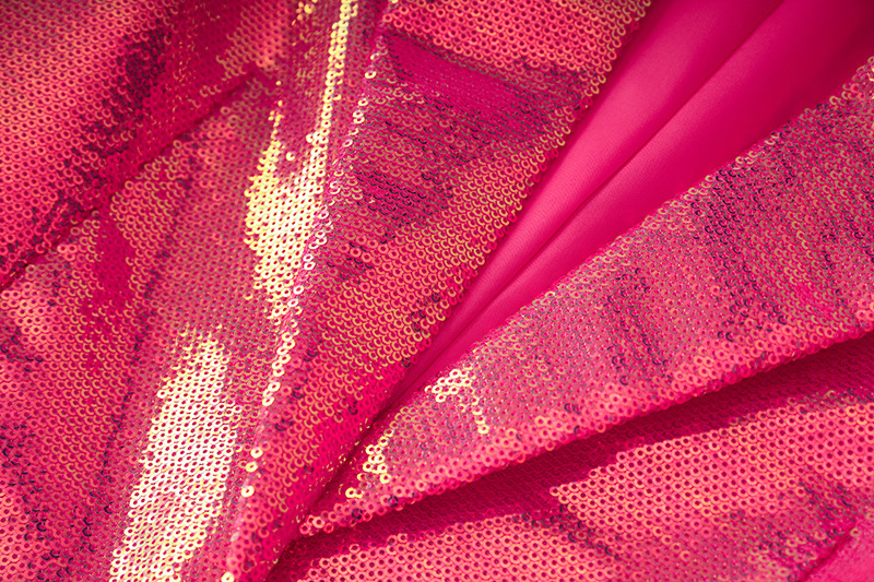 2023 Spring and Summer Rose pink sequins cool flashing BLING blazer shorts Fashion suit two-piece set_voghion.com
