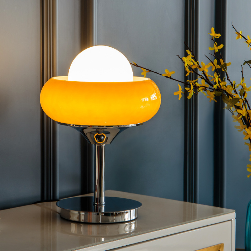 Medieval Bauhaus style decorative table lamp living room bedroom modern warm bedside lamp egg tart glass study desk