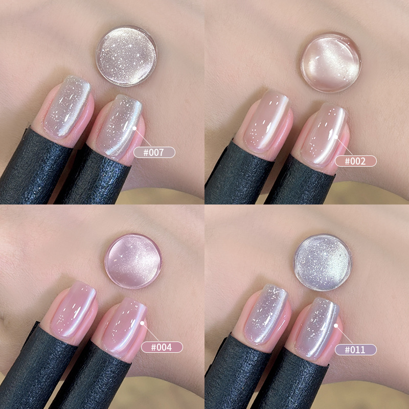 Ice Crystal Jelly Cat's Eye Nail Polish Gel 2024 New White Popular Ice Glass Bead Cat's Eye Nail Art Special