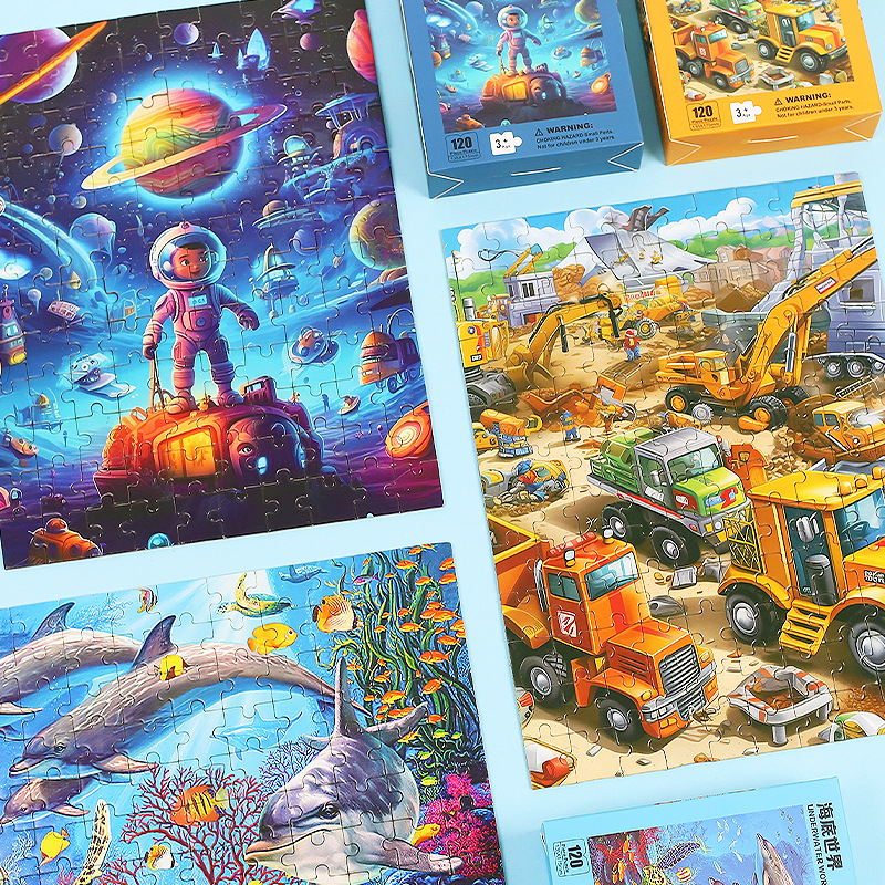 120 pieces boxed puzzle cartoon boys and girls large paper puzzle puzzle children early education Enlightenment educational toys