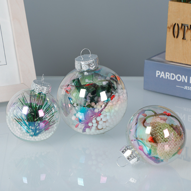 pet plastic colorful Christmas Ball festival decoration ball colorful transparent ball ornaments Christmas decoration factory wholesale