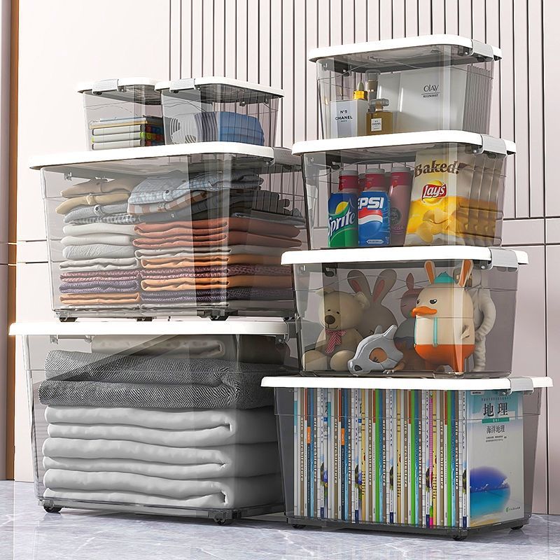 Transparent Storage Box Plastic Classroom Student Book Storage Box Desktop Storage Box Toy Clothes Storage Box Car
