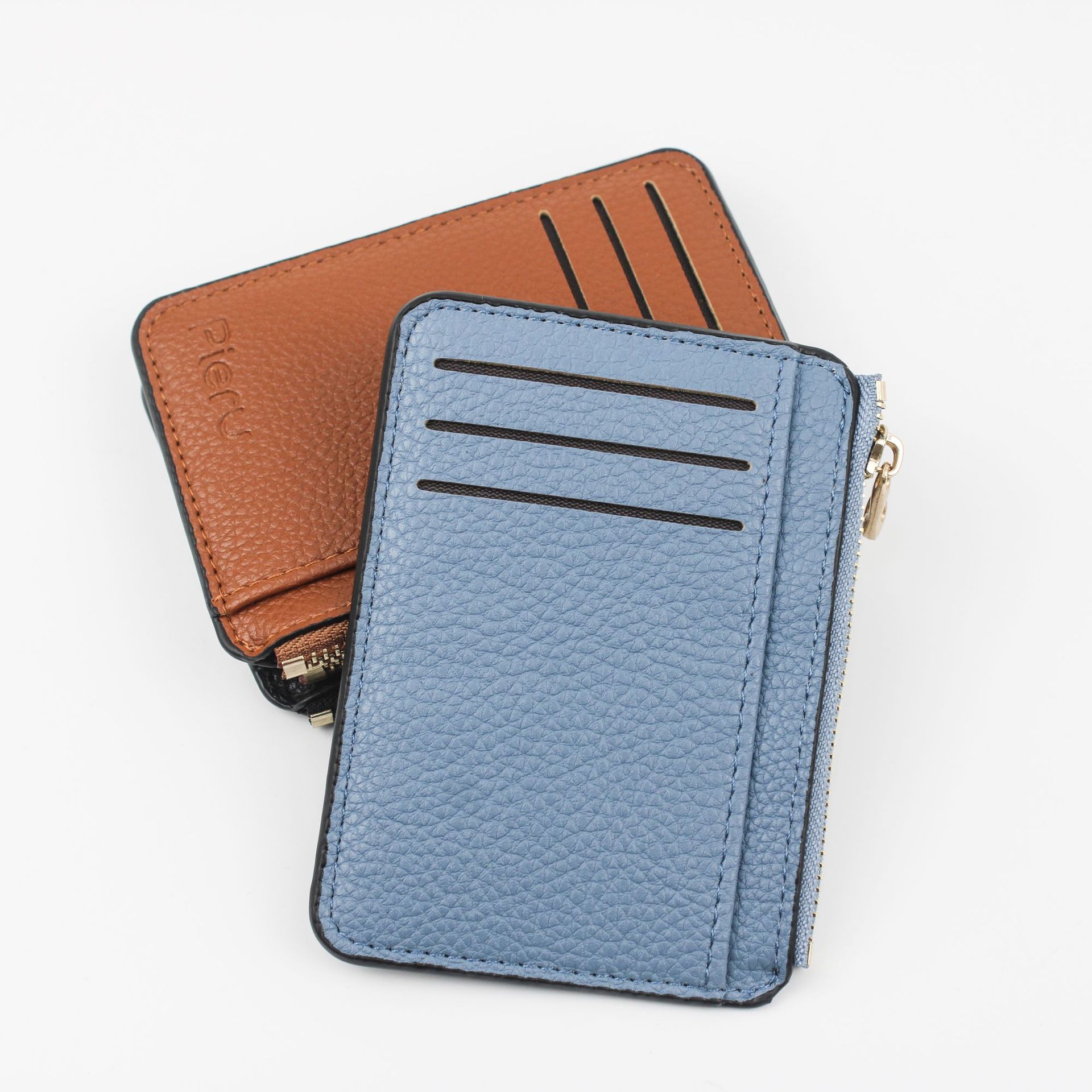 Foreign trade hot new vertical casual card bag zipper multi-card coin purse multi-functional lychee pattern card holder wholesale