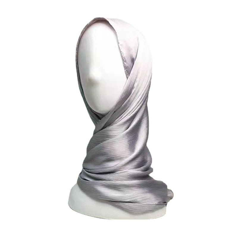 Cross-border Hot Sale Satin Ruffle Natural Ruffle Turban Malaysia Women's Scarf Long Scarf