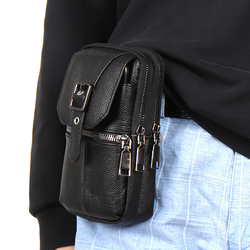 New leather belt multifunctional mobile phone bag men's waist bag construction site work mobile phone case hanging bag shoulder diagonal vertical