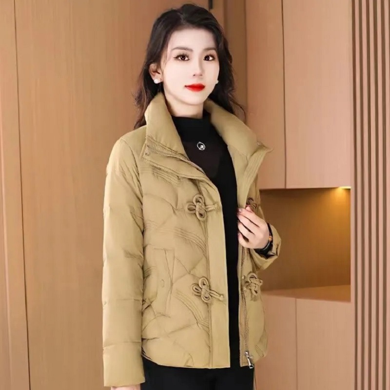 Short Down Cotton-padded Jacket Women's Winter 2024 New Arrival Fashionable Buckle Chinese Style Cotton-padded Jacket Loose Thickened Warm Jacket