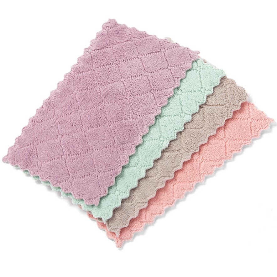 Dish cloth double-sided two-color pan dish towel kitchen oil-free lint-free optional color cloth thickened scouring pad