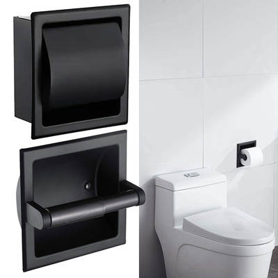 Cross-border 304 stainless steel concealed tissue holder in wall tissue box embedded in toilet paper holder toilet double roll paper holder