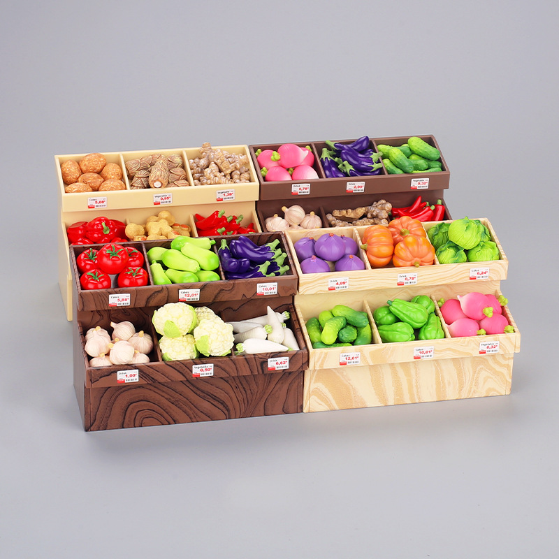 Simulation Vegetable Rack Mini Fruit Stall Rack Play Home Toy Supermarket Miniature Ornaments Model Doll House Props
