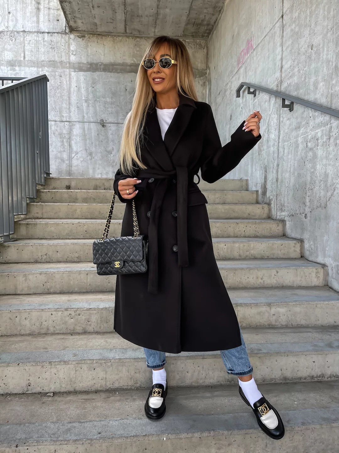 2023 Independent station EABY Amazon popular autumn and winter simple long sleeve lapel button split woolen coat for women