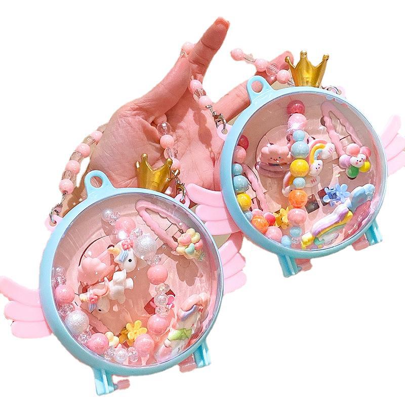 New children's princess necklace suit school opening gift kindergarten prize shop girls' hair accessories gift box jewelry wholesale
