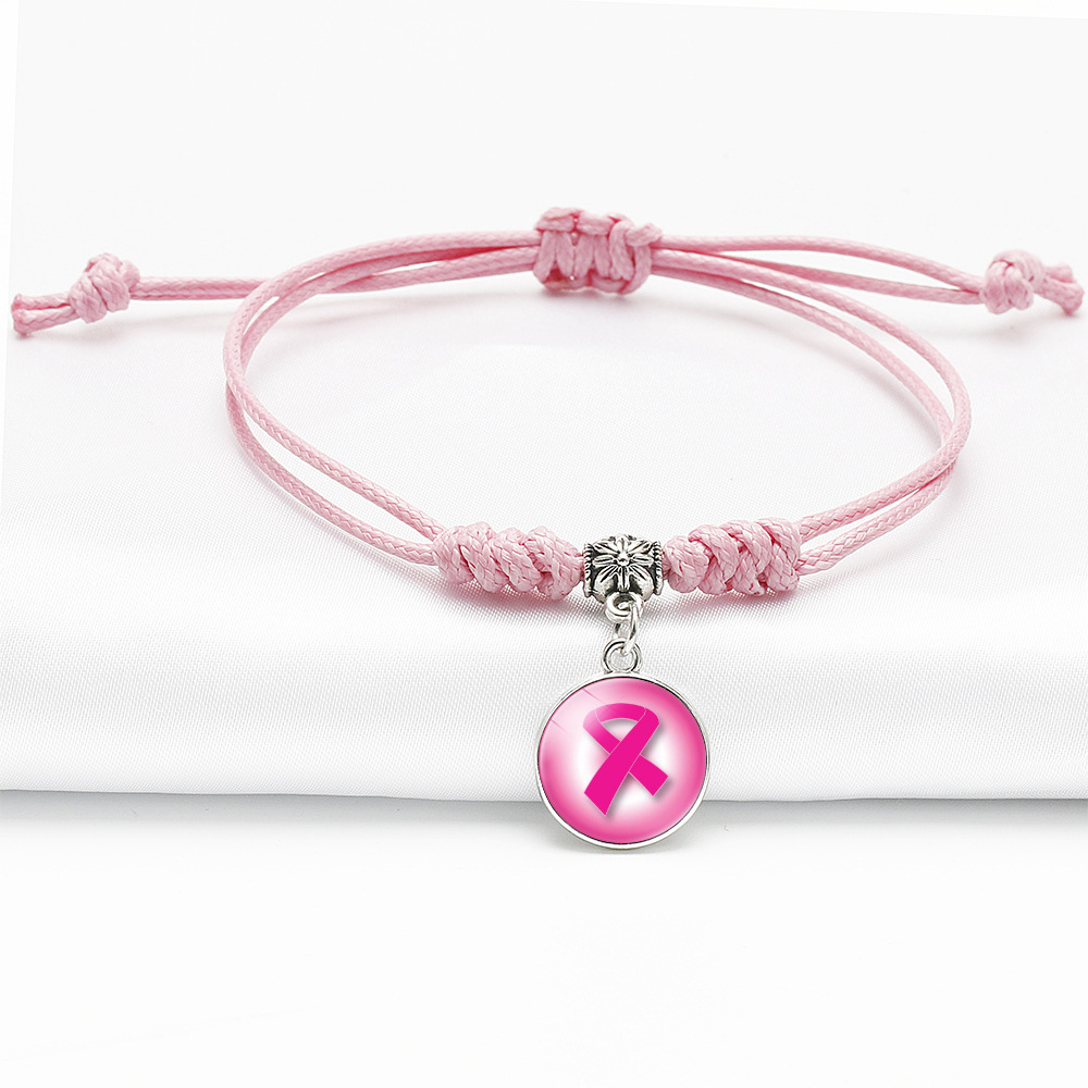 粉絲帶金剛結手繩 Breast Cancer Awareness女式手工製作手鍊