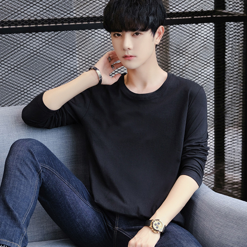 Autumn men's long sleeve T-shirt youth base shirt large size men's clothes T-shirt men's autumn clothes stall 5 yuan