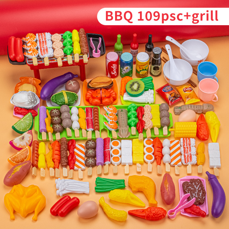 Foreign trade cross-border hot sale simulation food barbecue BBQ toys children play house kitchen barbecue skewers suit wholesale
