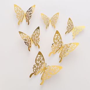 Amazon hollow butterfly decoration 3D 3D wall stickers holiday home layout living room bedroom wall self-adhesive stickers