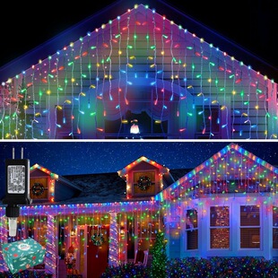 Cross-Border 10.4m Lamp Curtain Lights Christmas Holiday Decoration Led String Lights Outdoor Low Voltage Ice Strip Lights