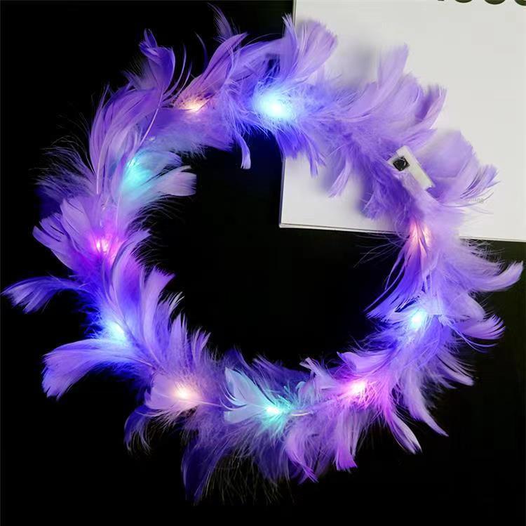 Luminous feather wreath Angel hairband girl's small gift flash ear scenic spot hot sale wreath Square play