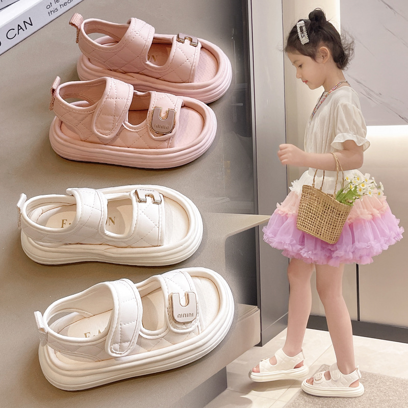 Children's Girls' Sports Sandals 2024 Summer New Arrival Casual Boys Children's Velcro Open Toe Beach Shoes with Soft Sole