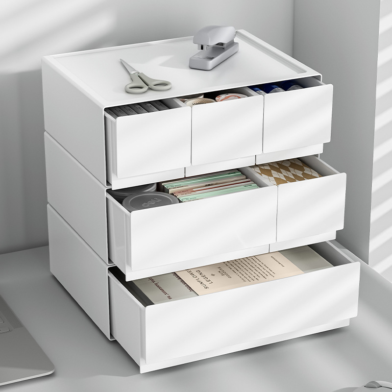 Storage box plastic desktop storage box cosmetic drawer organizing box free combination multi-layer stackable jewelry box