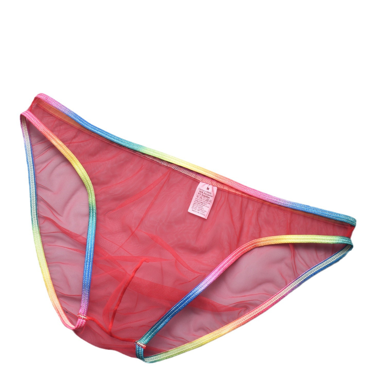 Sexy men's briefs perspective underwear men's ultra-thin transparent rainbow edge mesh sexy men's underwear B903