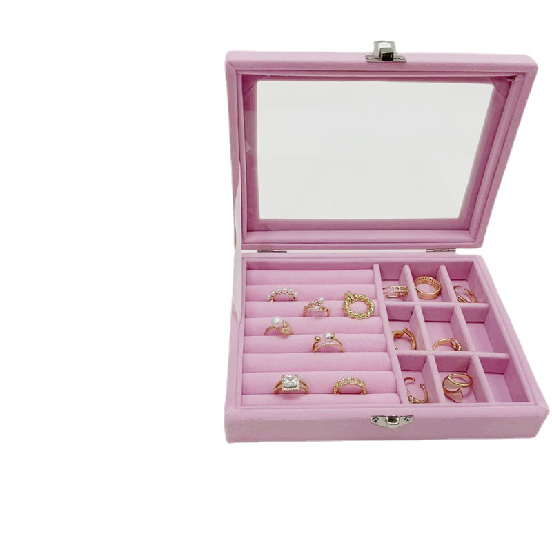 Flannel ring box earrings jewelry storage box with lid dustproof jewelry box necklace box jewelry box wholesale