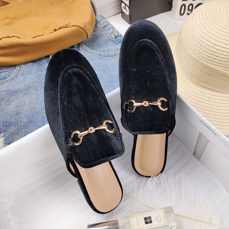 Europe and the United States foreign trade Baotou half drag cool shoes women's flat bottom lazy outside wear Muller shoes size 41-44 cross-border distribution