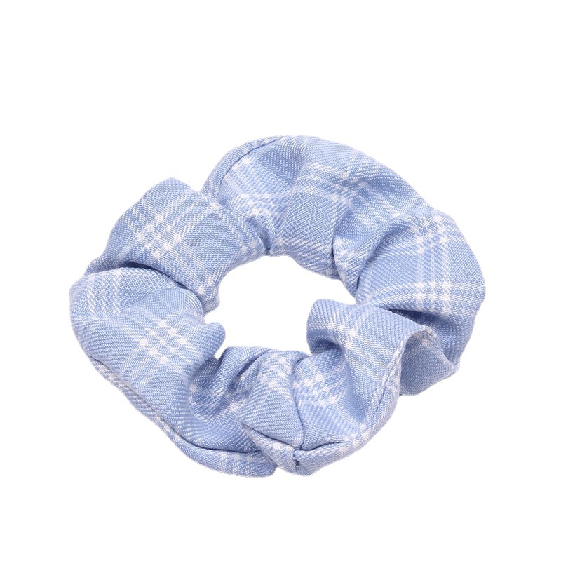 bm same style Plaid pig large intestine hair ring net red hair rope simple ponytail head rope rubber band Korean B332